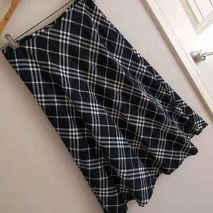 Talbots Riding Skirt Black Ivory Plaid Wool 0P